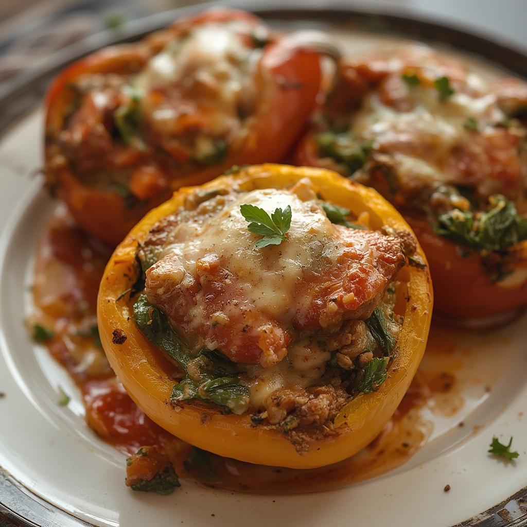 Delicious Quick Turkey & Spinach Stuffed Peppers: Effortless Weeknight Dinner! 4 Quick Turkey Spinach Stuffed Peppers