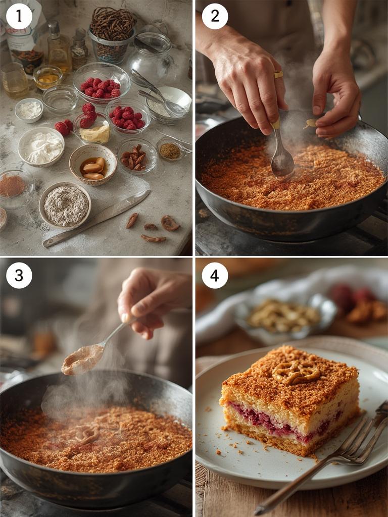 Irresistible Raspberry Pretzel Crunch Cake : Sweet & Salty Bliss ! 3 Assembling Raspberry Pretzel Crunch Cake