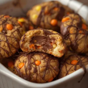 Reese Pieces Stuffed Cookies