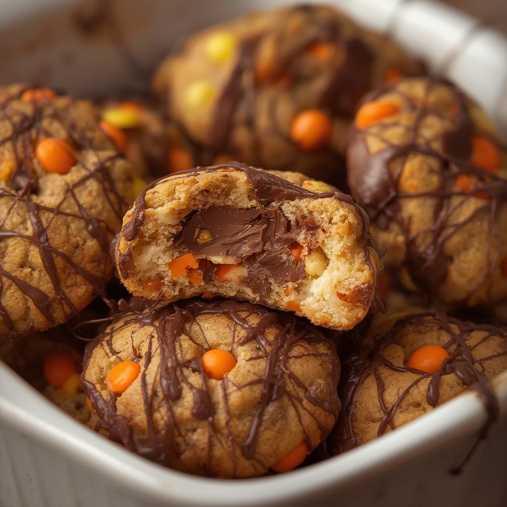 Reese Pieces Stuffed Cookies