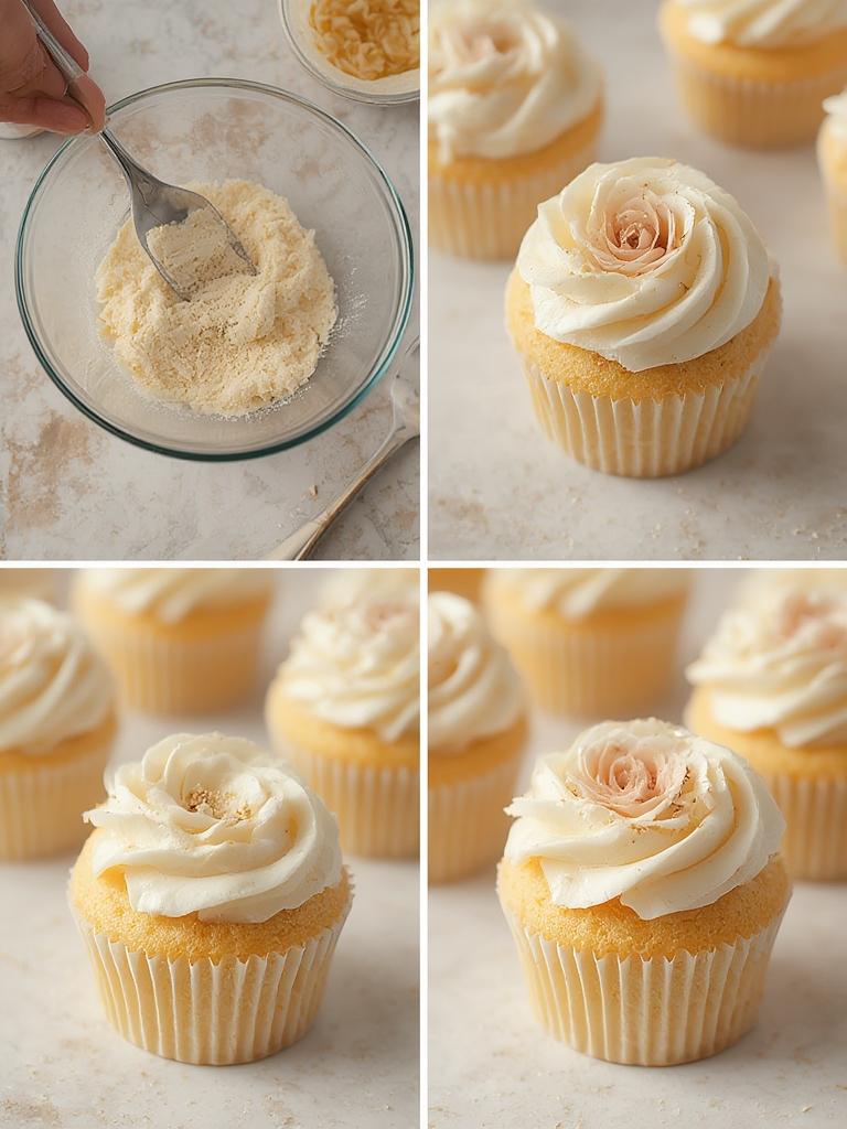 Irresistible Vanilla Baby Bloom Cupcakes - Sweet, Adorable Bliss ! 3 Step-by-step piping technique for Vanilla Baby Bloom Cupcakes