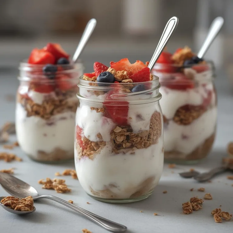 5-minute yogurt parfait jars with fruit and granola.