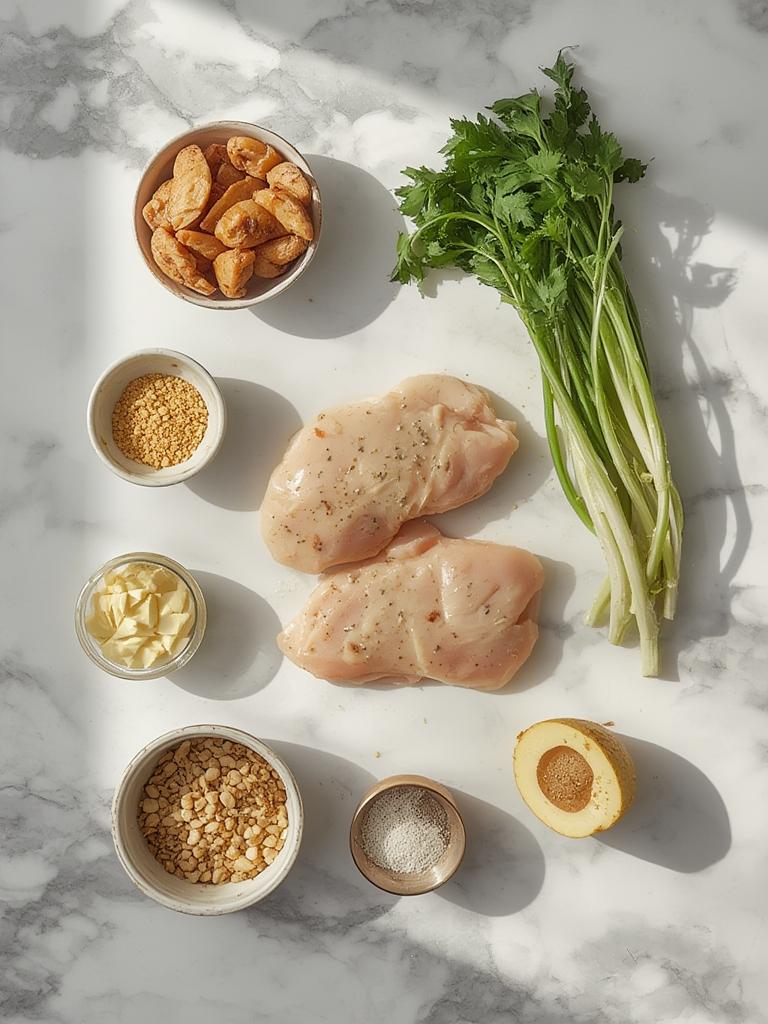 Creamy Garlic Chicken Breasts : Irresistibly Delicious & Easy Weeknight Dinner! 2 Creamy Garlic Chicken ingredients laid out