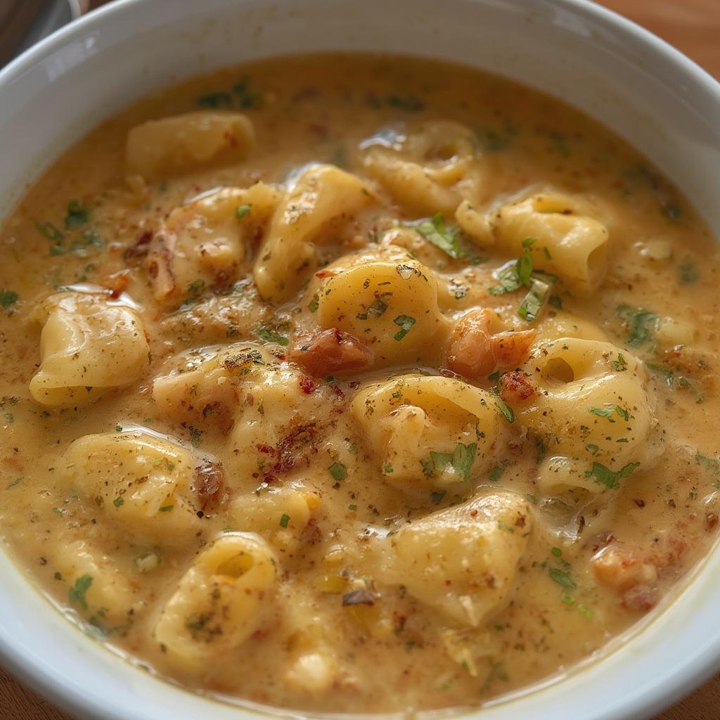 Creamy Tortellini Soup: Ultimate Comfort In Every Bowl! 4 Bowl of Creamy Tortellini Soup garnished with Parmesan
