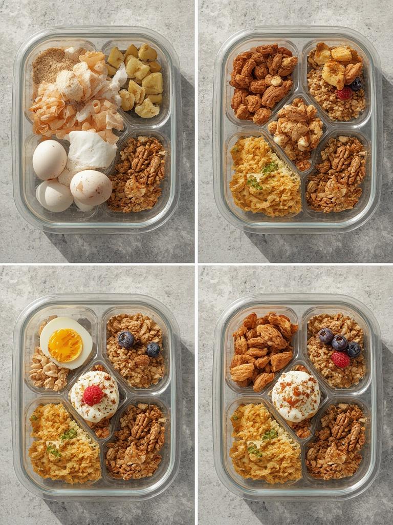 Healthy breakfast snack box with boiled eggs fruit and nuts 2