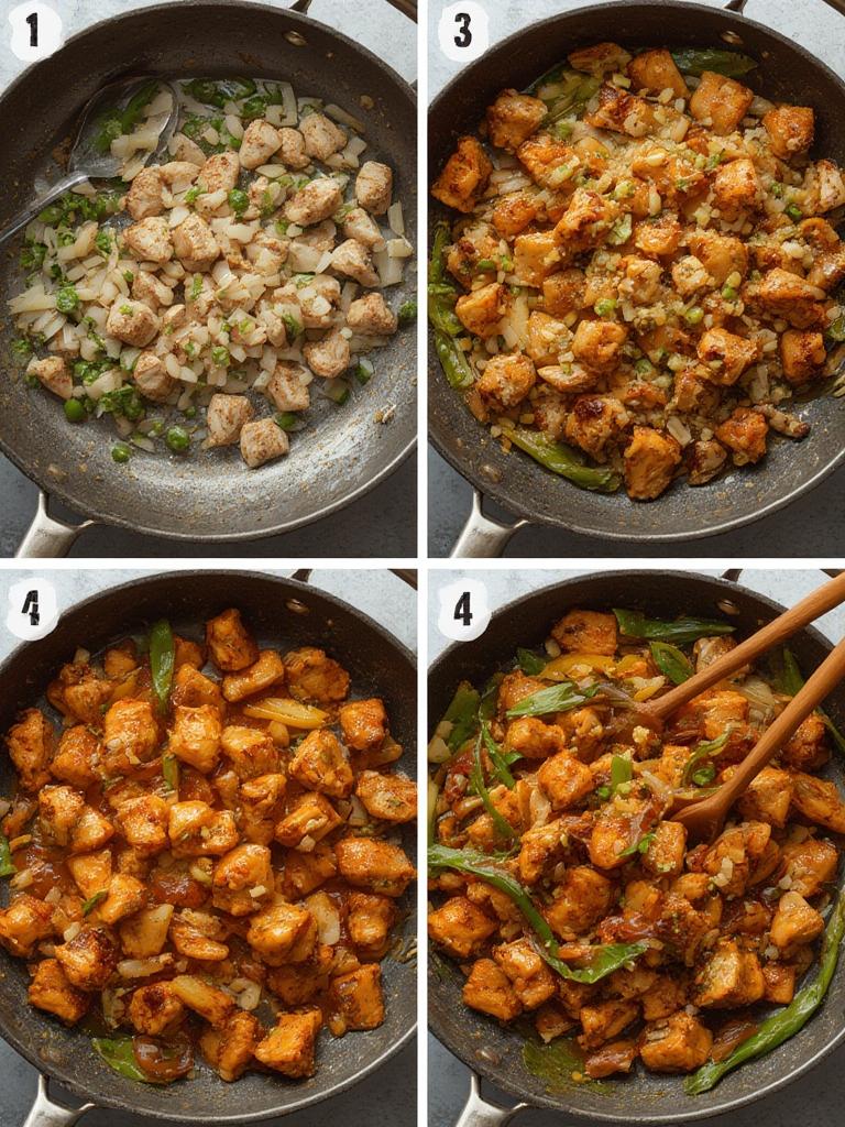 Step-by-step cooking process for Honey Garlic Chicken Stir-Fry