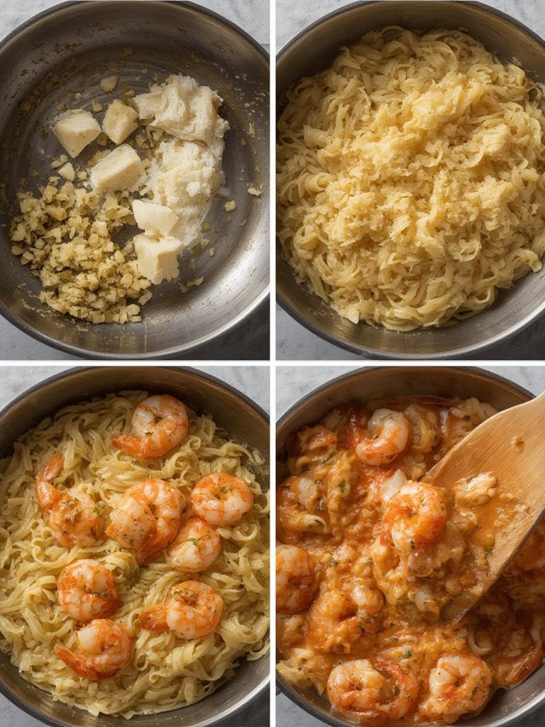 Creamy orzo and shrimp tossed in a skillet