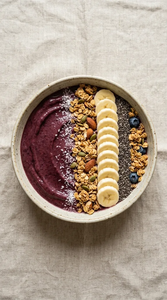 A topdown ultrarealistic photo of a smoothie bowl d011e33800