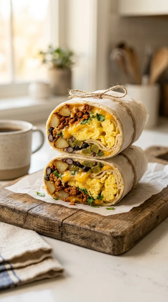 Breakfast burrito cut in half cec8fb8303