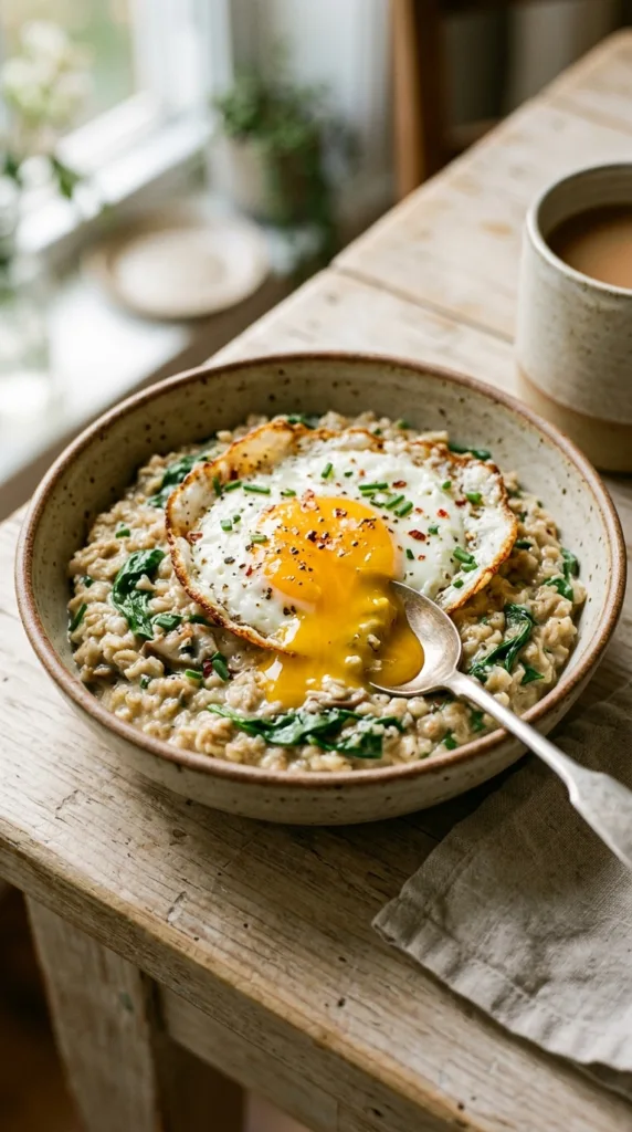Oatmeal with fried egg 46ab609cc9