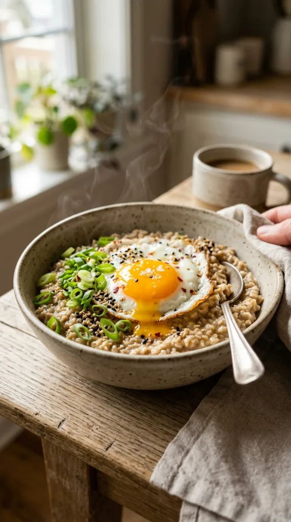 10 Quick & Easy High-Protein Egg Recipes for Busy Mornings (Savory Breakfast Ideas!) 8 Oatmeal with fried egg eaeea6dca1