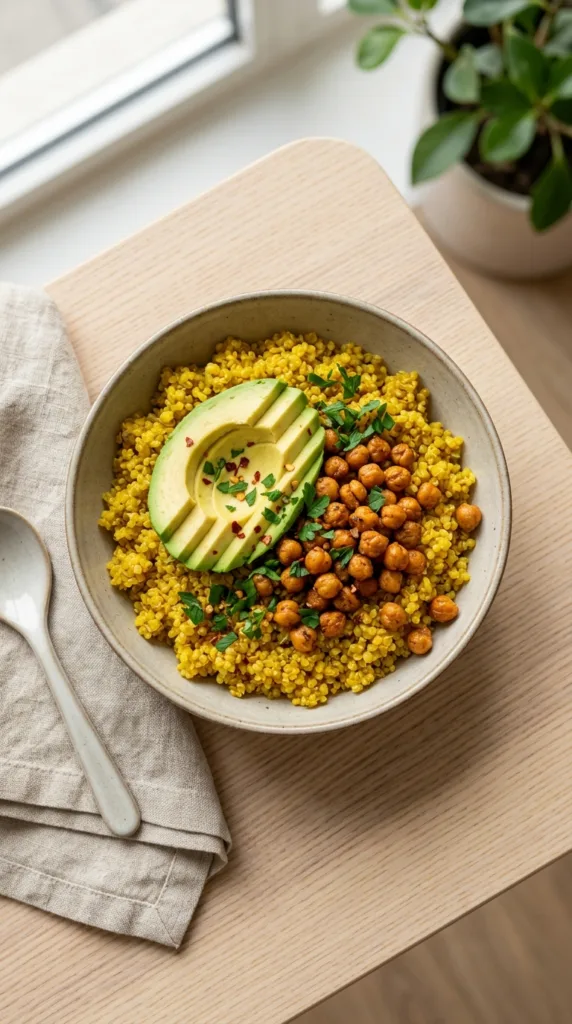 Quinoa bowl with avocado chickpeas 2582b49586
