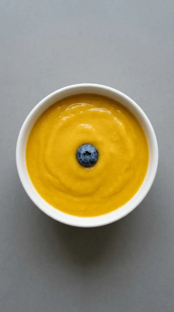 Yellow smoothie in white bowl 1ed64d583f