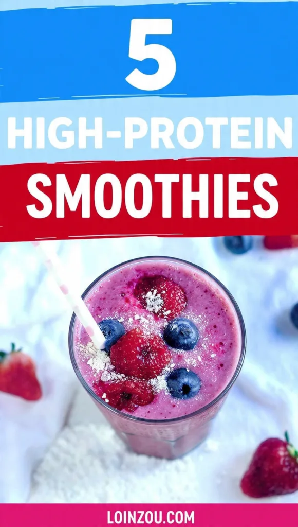 5 High-Protein Smoothies for a 5-Minute Boost 8 generate 9 pinterest pin visual concepts for 5 hig 3