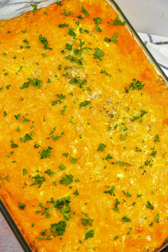 Sausage Egg and Cream Cheese Hashbrown Casserole 1 2 scaled 1