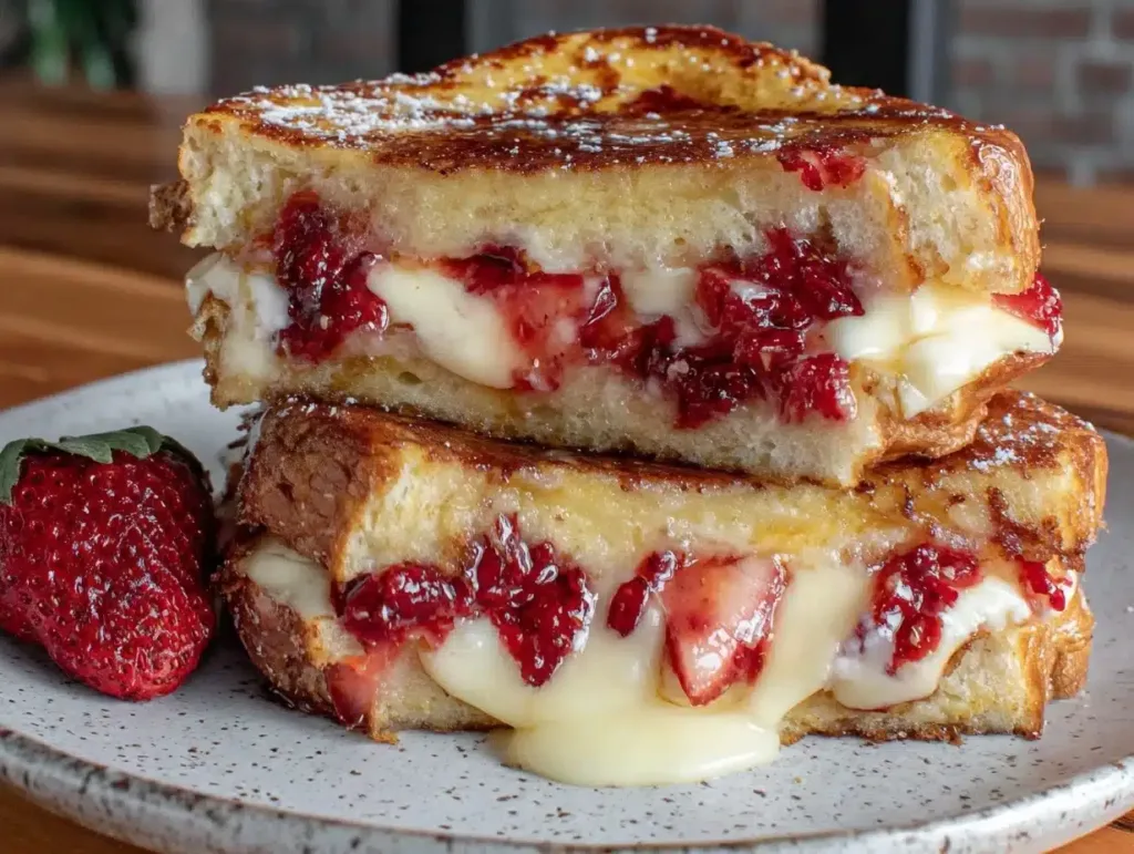 fluffy stuffed strawberry french toast