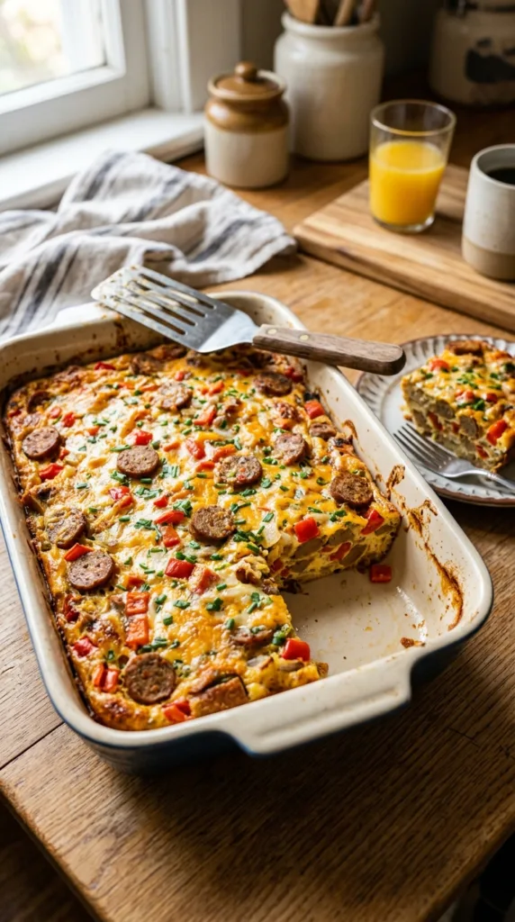 9 Easy Breakfast Recipes to Start Your Day Right 7 Breakfast casserole with spatula 202605012021