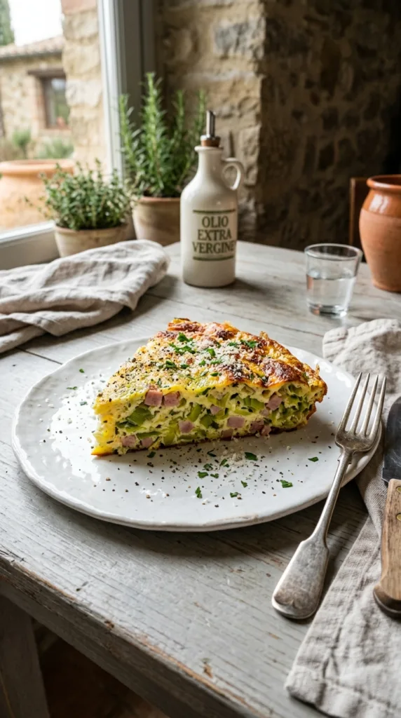 Frittata slice on white plate 202605021858