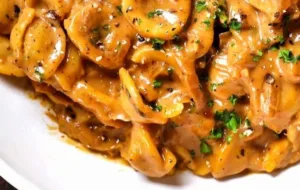 French Onion Pasta Recipe 3 Delicious bowl of French onion pasta with melted cheese and caramelized onions