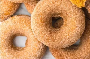 Pumpkin Donuts 3 Delicious homemade pumpkin donuts topped with glaze and spices