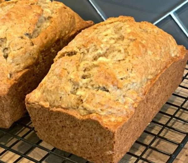 Delicious homemade quick apple bread sliced and ready to serve