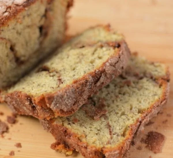 Delicious homemade snickerdoodle banana bread fresh out of the oven