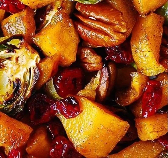 Home Loinzou 2 Thanksgiving roasted butternut squash and Brussels sprouts dish