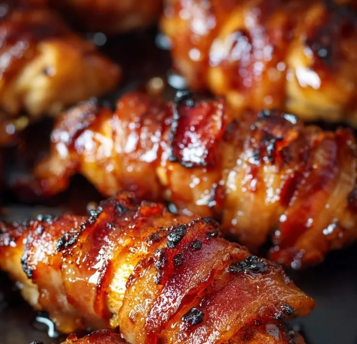 Bacon Brown Sugar Chicken Tenders 2 Delicious Bacon Brown Sugar Chicken Tenders on a plate