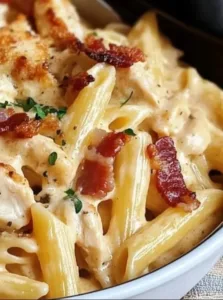 Chicken Penne 6 Delicious Chicken Penne pasta served with herbs and creamy sauce