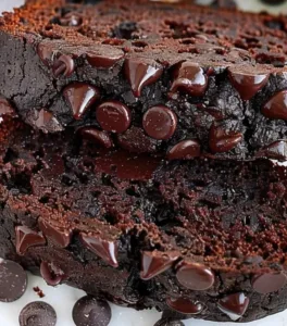 Delicious double chocolate zucchini bread with chocolate chunks and zucchini
