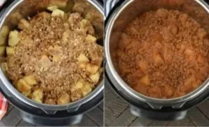 Easy Instant Pot Apple Crisp 3 Delicious Easy Instant Pot Apple Crisp served in a bowl with a scoop of ice cream