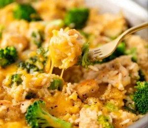 Easy One Pan Cheesy Chicken Broccoli and Rice 4 Easy one pan cheesy chicken broccoli and rice recipe.