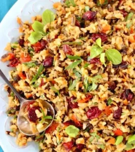 Easy Wild Rice Pilaf 3 Bowl of easy wild rice pilaf with herbs and vegetables