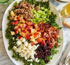 Simple Apple Cranberry Pecan Salad 4 Simple apple cranberry pecan salad with fresh ingredients in a bowl