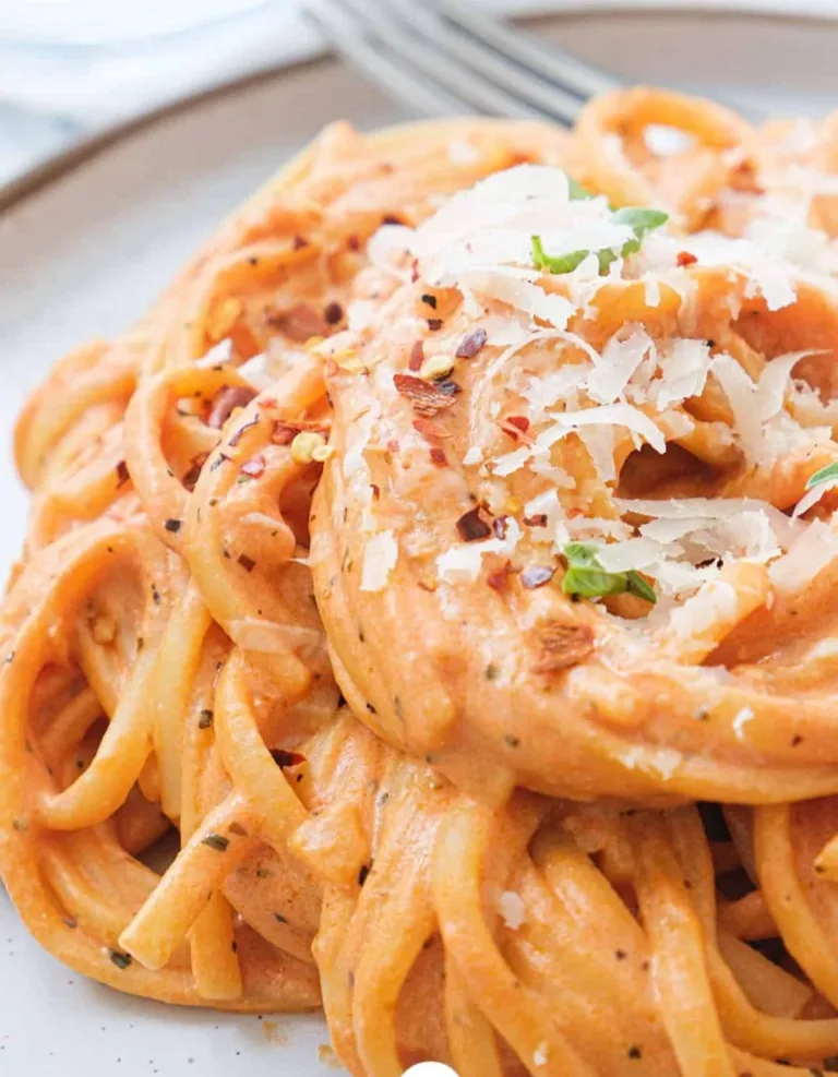 Easy creamy tomato pasta sauce made with cream cheese for a delicious meal