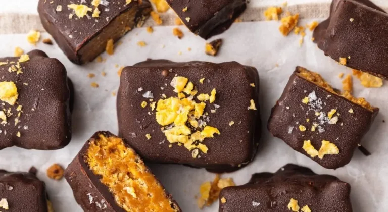 Healthy homemade Butterfingers made with five ingredients on a plate.