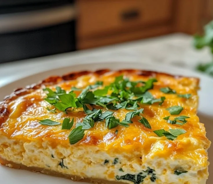 Light Cottage Cheese Quiche Recipe | High Protein Breakfast 2 Delicious light cottage cheese quiche served on a plate with fresh herbs