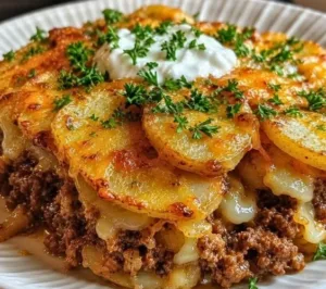 This Healthy Loaded Beef and Potato Bake is a comforting, family-friendly dinner made with seasoned ground beef, tender … | Baked potato and ground beef, Quick easy dinners ground beef and potato, Beef recopes 6 Healthy loaded beef and potato bake with ground beef and tender potatoes